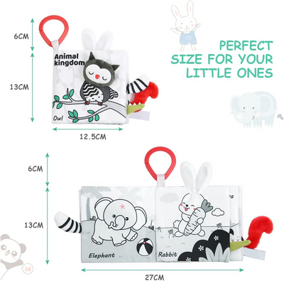 Livre en tissu interactif Fidtoy 3D animaux, jouet d'apprentissage sensoriel pour bébé