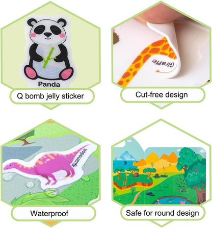 Unimore Kids Busy Book Jelly Quiet Book Toddler Travel Toys, Kids Sticker Book for Toddlers 3+ Preschool Learning Activities Reusable Learning & Education Sticker Book for Kids