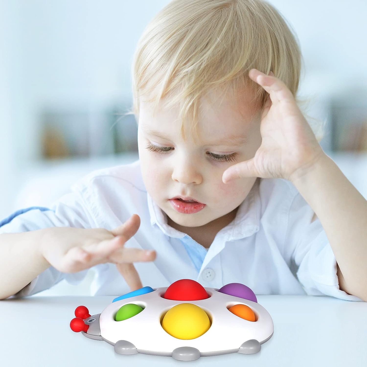 Baby Sensory Toys New Silicone Flipping Busy Board Early Educational Toys Rainbow Bubble Fidget Popper Toys for Toddler 1 3 multicolor 1 Count Pack of 1 HE0191