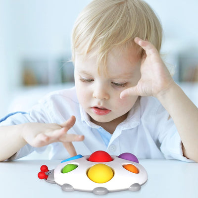 Fidtoy Baby Sensory Pop Toy Silicone Dimple Fidget Toy for Toddlers 6 Months+ Tactile Bubble Board Calm Travel Bath Toy Fine Motor Skills Toy