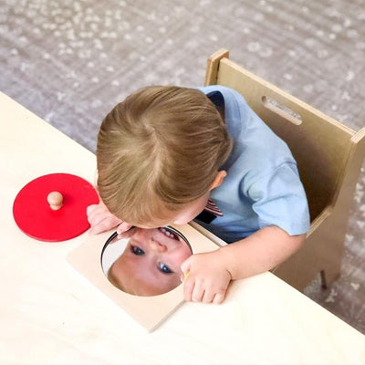 Fidtoy Espejo de bebé Juguete para tiempo boca abajo Espejo de madera Montessori para bebés y niños pequeños Desarrollo sensorial Aprendizaje temprano Juguete de motricidad fina Regalo