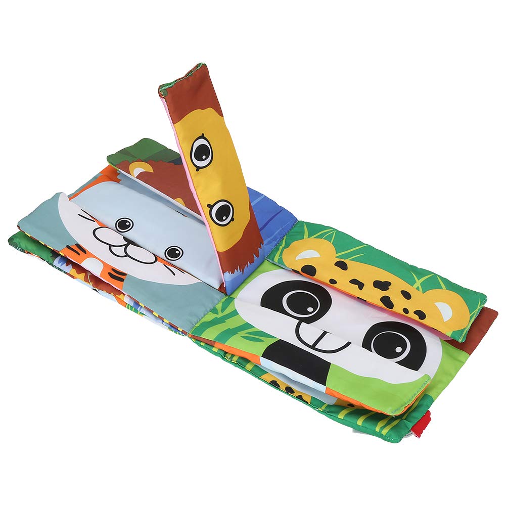 Fidtoy Montessori Soft Cloth Picture Book for Babies – Animal Sensory Fabric Book, Crinkle Early Learning Toy, Tactile Baby Book for Visual Recognition