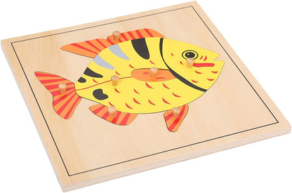 Montessori Nature Materials Fish Puzzle for Early Preschool Learning Toy