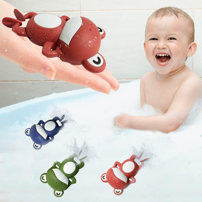 Fidtoy Wind-Up Swimming Frog Bath Toys for Toddlers – Floating Frog Water Toys 3 Pack