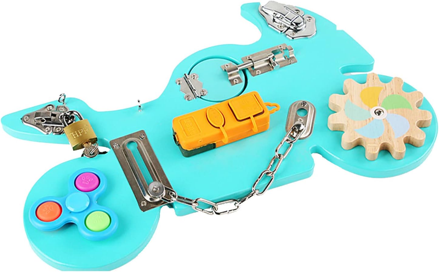 Fidtoy Motorcycle Activity Board Montessori Busy Board for Toddlers Fine Motor Skills Development