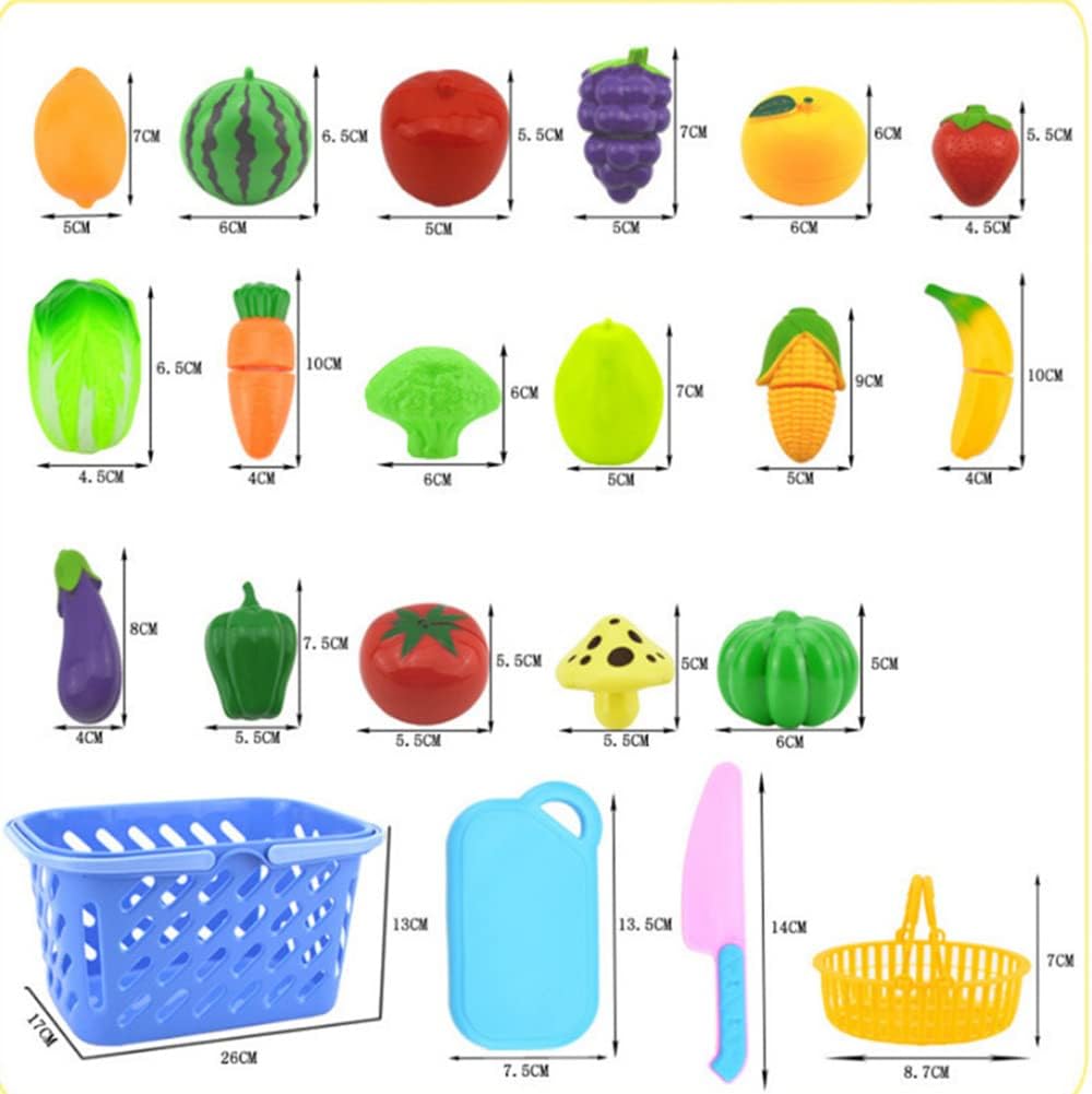 Fidtoy Vegetable Cutting Play Set with Knife Board for Kids | Plastic Pretend Food Cutting Toy, Fruits & Vegetables, Kitchen Role Play, Fine Motor Skills & Imaginative Play Age 2-6
