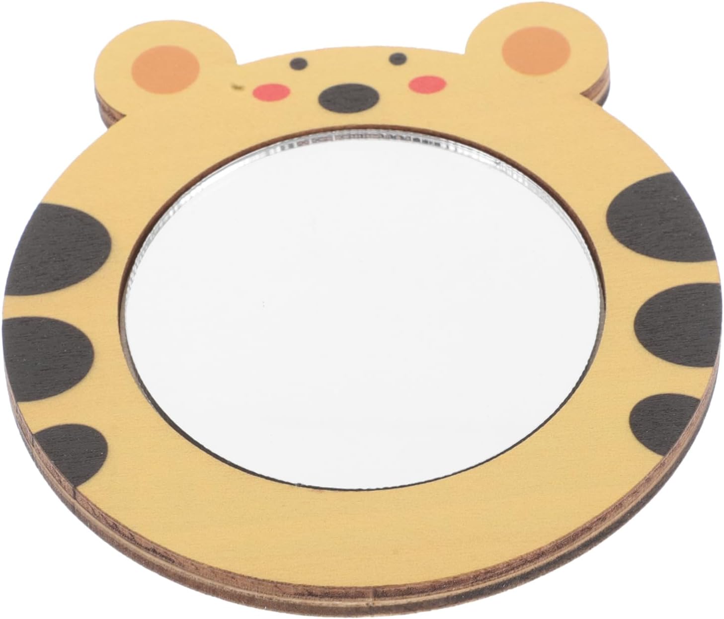 SUPVOX Educational Tiger Mirror Small Wooden Craft Mirror for Boys and Girls Handheld Baby Mirror Toys Safe for Boys and Girls Play