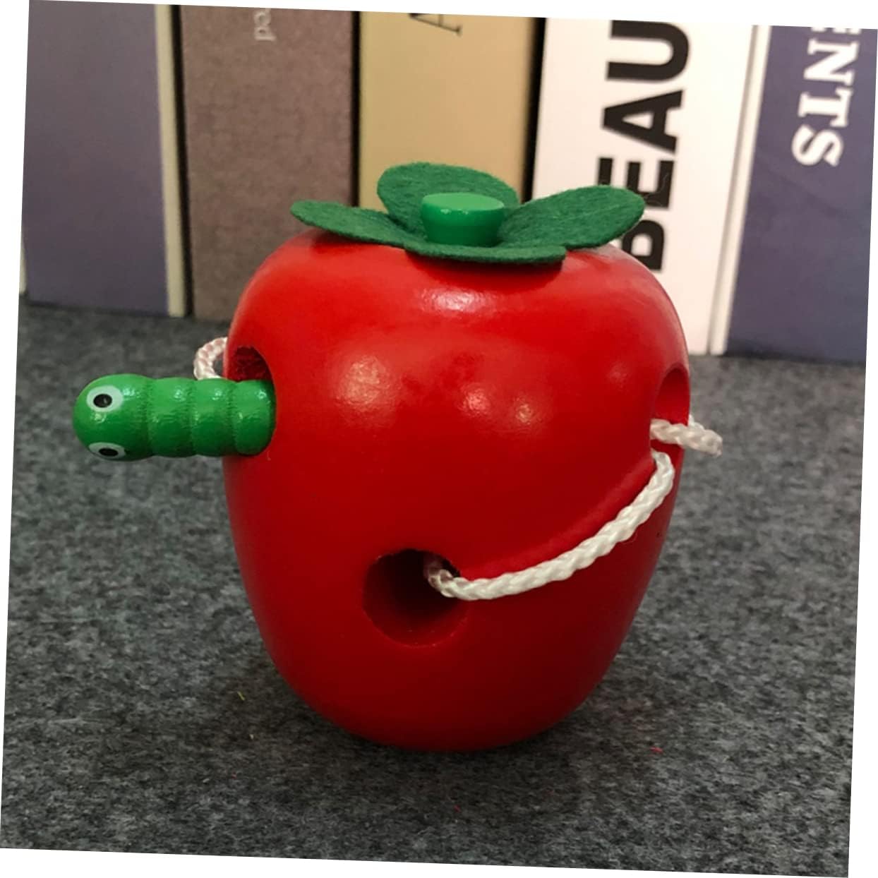 Alasum Educational String for Children Children Apple Shaped Toy Practical Caterpillar Play Tool Threader Eat Game Wooden Apple Shape Early