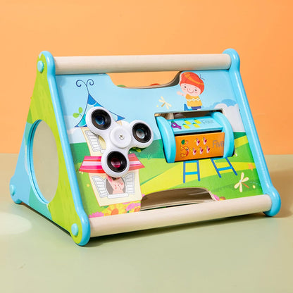 Montessori Toys Busy Triangle Clock Gear Learning Toy Activity Center Toddler Travel Toys Children Sensory Toys