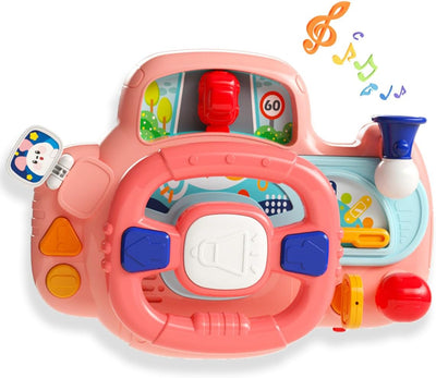 Fidtoy Interactive Steering Wheel Navigation Bridge Play Set for Babies Car Ride Pretend Driving Toy