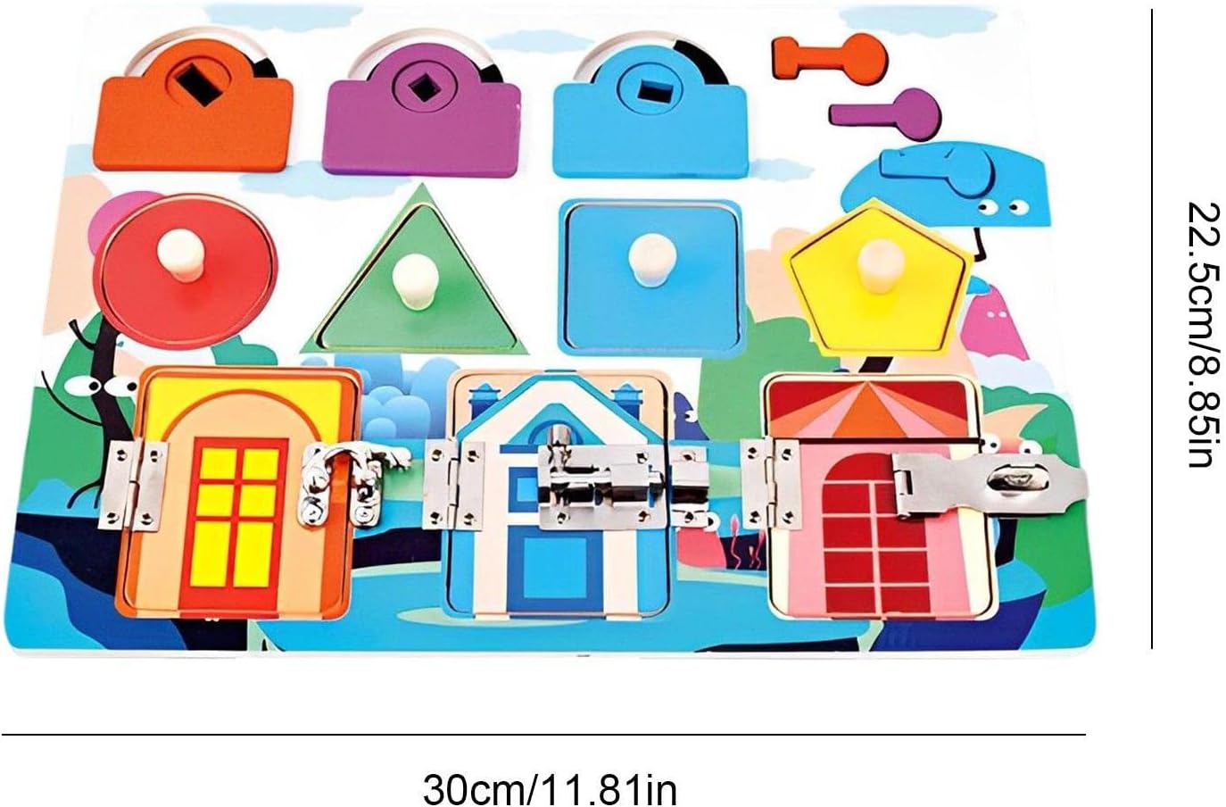 Placa de trava e trava | Travas de madeira para atividades – Placas ocupadas, placa sensorial para crianças, placa sensorial Montessori, trincos para crianças Aviere