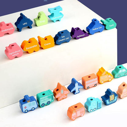 madeira com cadarço – Conjunto contas madeira DIY para crianças | Brinquedos educação infantil Montessori habilidades motoras finas para meninos 3, 4, 5 e 6 anos Liushui