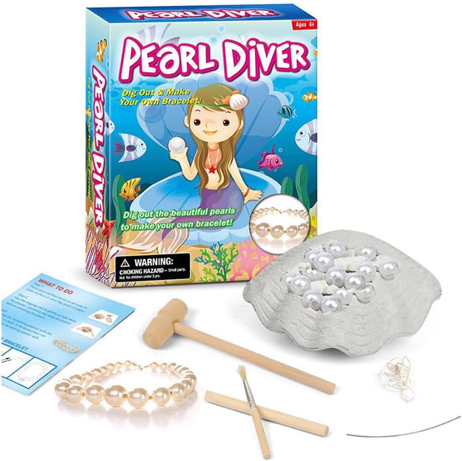Kit d'Excavation de Coquillages Fidtoy pour Enfants 3+ – Apprentissage STEM & Activité Bracelet de Perles DIY