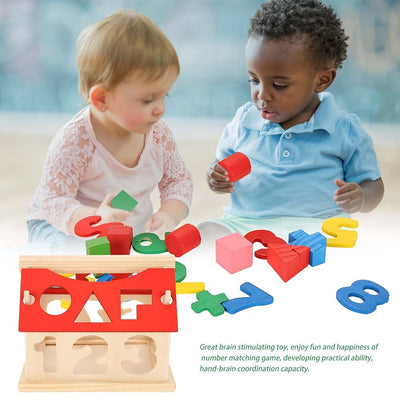 Fidtoy Maison en bois avec chiffres pour enfants | Jouet Montessori pour l'apprentissage du comptage et des formes