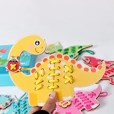 Dinosaurio de Madera con Hilo para Coordinación Ojo-Mano - 684