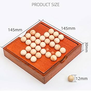 Fidtoy Wooden Bead Solitaire Chess Game – Brain Teaser and Puzzle Game for Kids