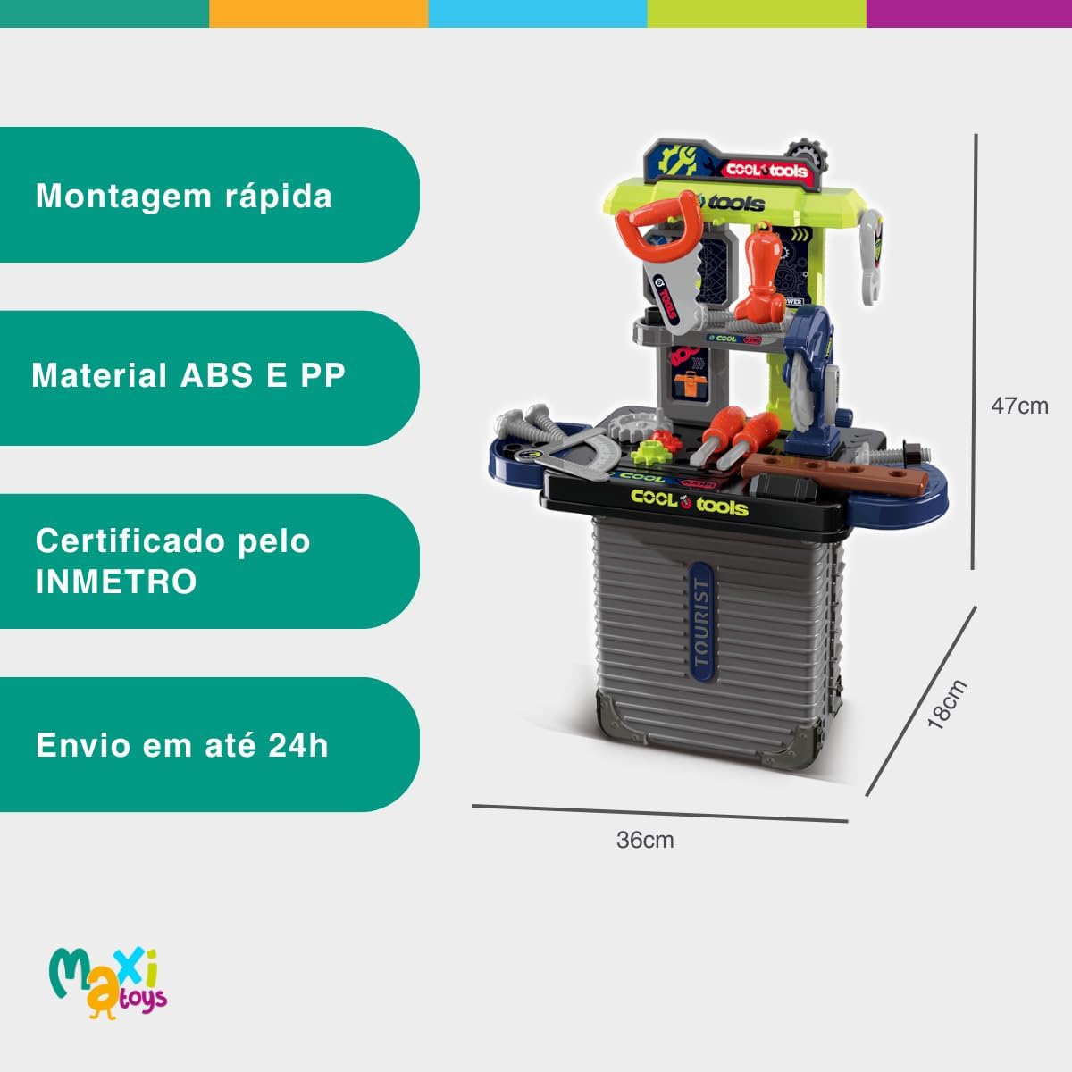 Fidtoy Kids Juego de Banco de Herramientas de Juguete de Construcción para Niños