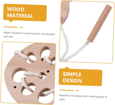 Juguetes de madera de loto con cuerda para que los niños aprendan la coordinación mano-ojo, juego de ensartar para niños