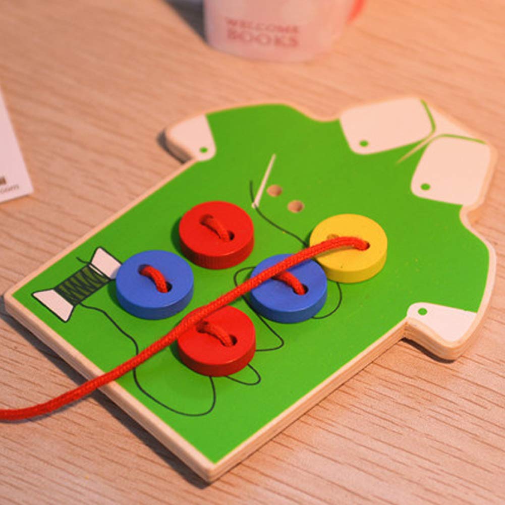 FnieYxiu Toys, Kids Children Wooden Sew-on Buttons Lacing Board Toddler Early Education Toy