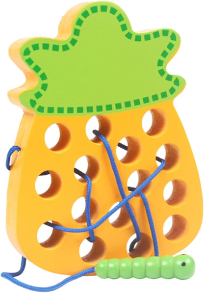 LJCM Eating Fruit, Wooden Lacing Threading Toy Promotes Exercise for 1-2 Years Old Kids (#1)
