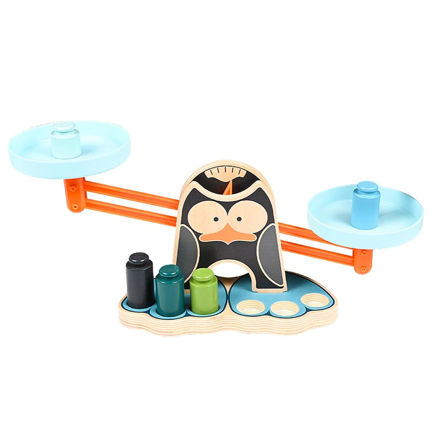 Fidtoy Penguin Wooden Balance Blocks Scale Kit Math Counting Balance Toy for Kids Ages 2-6 with Penguin Scale Game