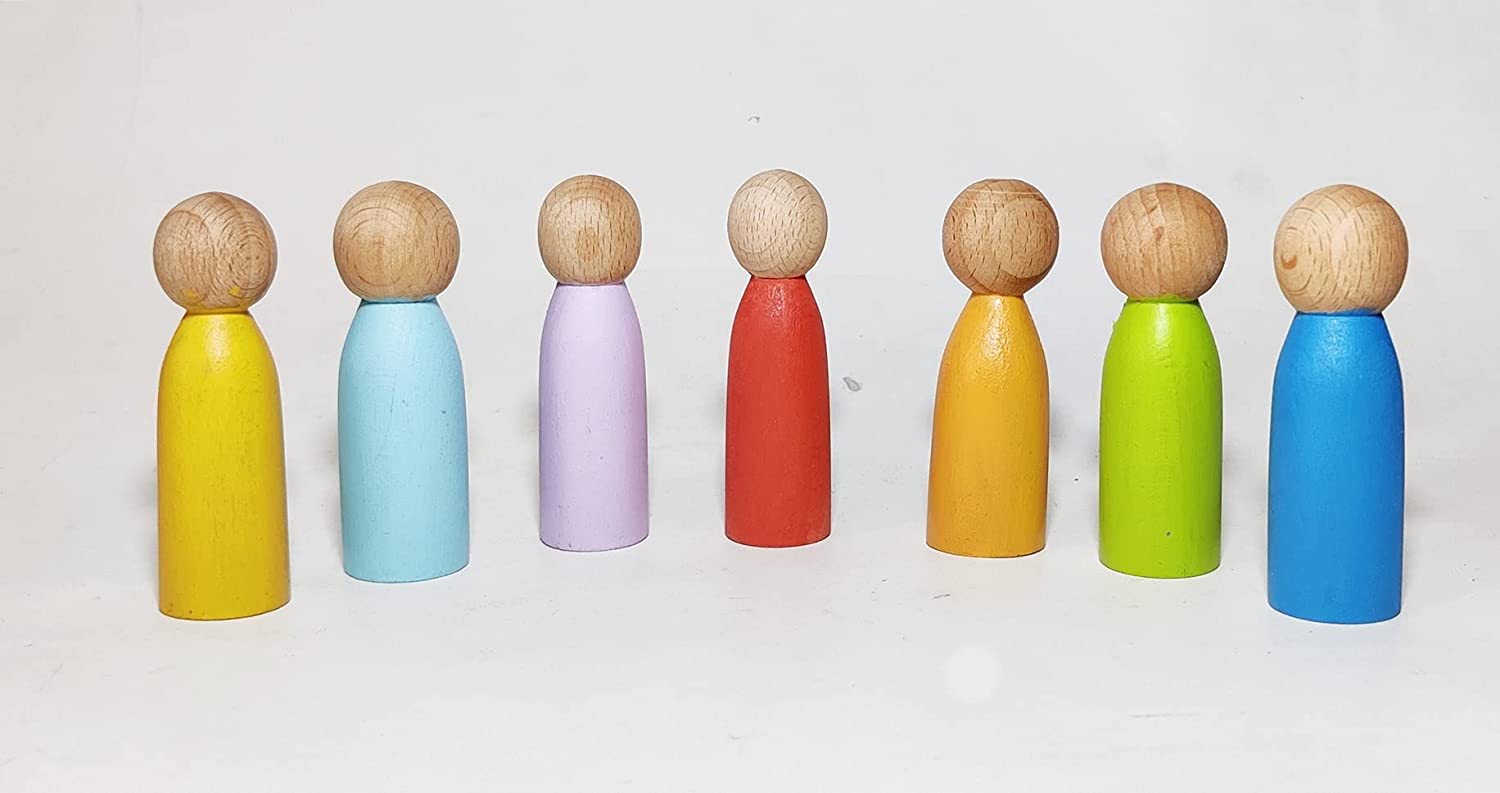 Extrokids 6 pcs Rainbow Peg Dolls Set EKT1489