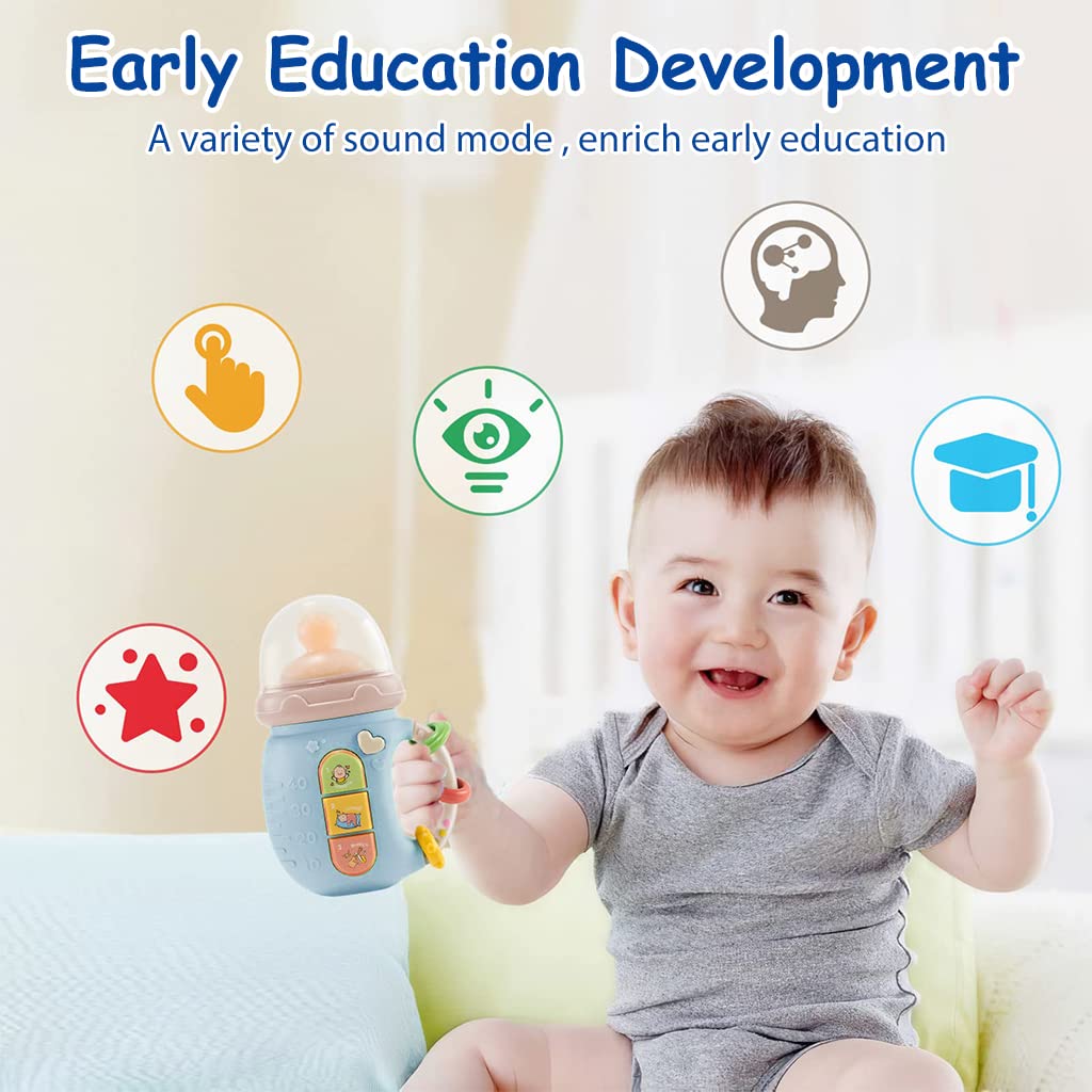 Fidtoy Musical Baby Bottle Toy with Lights and Silicone Teether