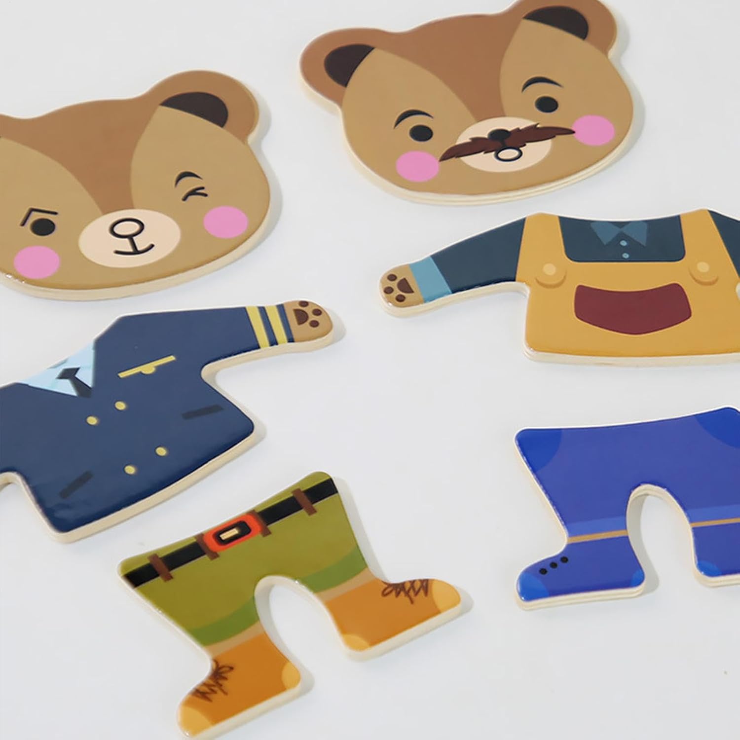 Bear Family Dress Up Puzzle,Wooden Bear Family Costume, Clothes Changing Game, Sorting and Matching Puzzle, Wooden Funny Change Clothes Set for