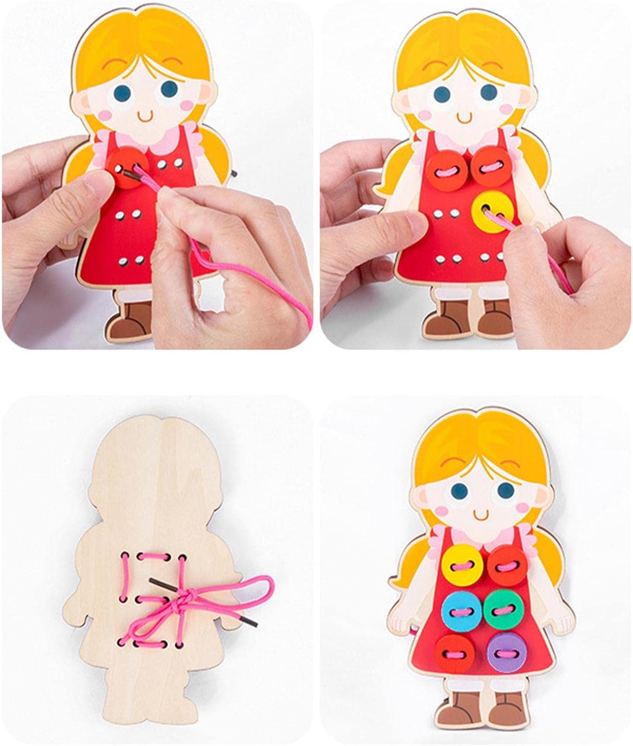 Kongou Sewing Button Toy | Sewing Cards for Children to Learn the Basic Life Skills,Montessori Toy Threading Motor Skills Game for Development