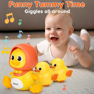 Fidtoy Jouet musical en forme de canard pour bébé avec son et lumière, idéal pour apprendre à ramper