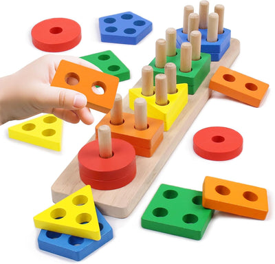 Fidtoy Juguete Educativo de Madera para Clasificar Formas para Niños Pequeños