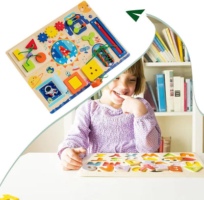 Fidtoy Montessori Busy Board Book pour tout-petits, tableau d'activités sensorielles avec fermetures éclair, boucles, boutons, jouet d'apprentissage, motricité fine, jouet de voyage calme, cadeau