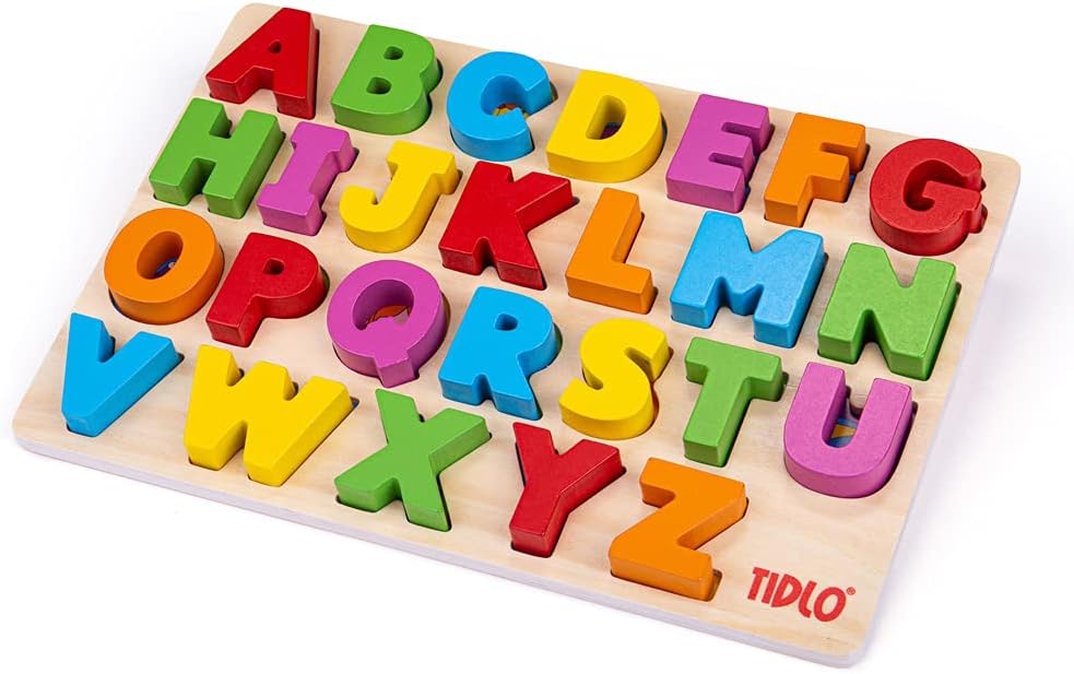 Fidtoy Wooden ABC Puzzle Board with Chunky Alphabet Letters