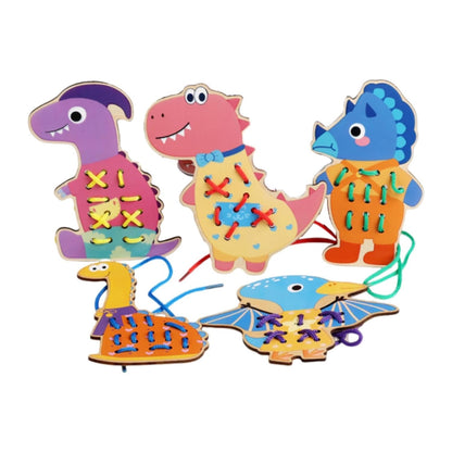 Lacing Cards for Preschoolers and Kids Motor Skills Toys Wooden Sewing Cards Style B