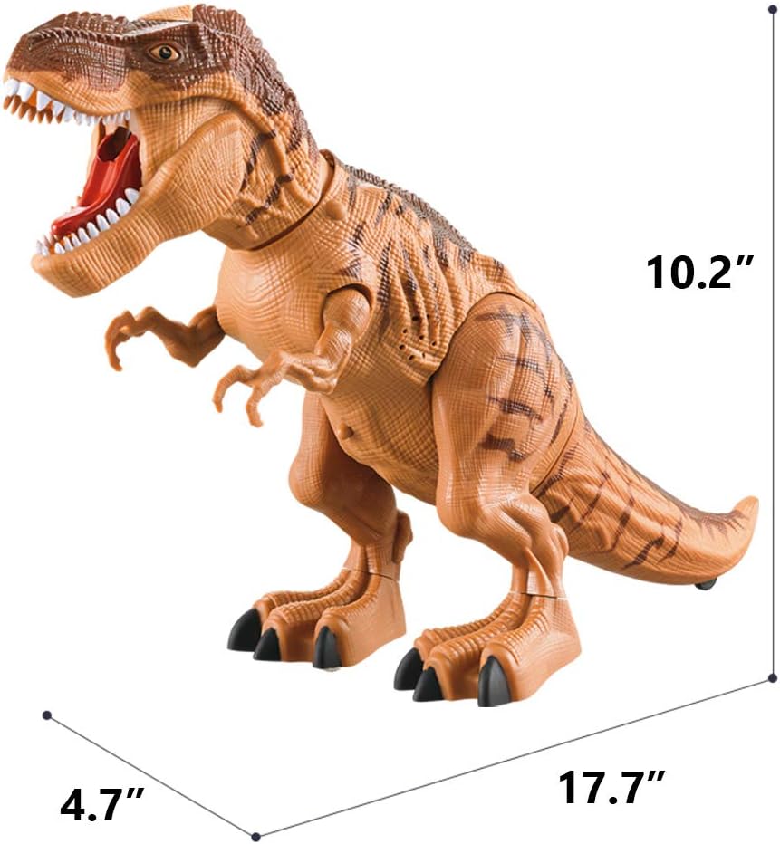 Fidtoy Walking T-Rex Dinosaur Toy for Kids – Interactive Egg-Laying Robot Dinosaur with Roaring Sound, 3D Projection, Water Mist Spray, Light-Up Eyes, and AA Battery Power
