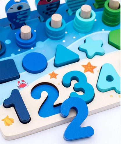 Montessori Lernspiele, Magnetisches Angelspiel, aus Holz, zum Lernen von Farben und Mathematik