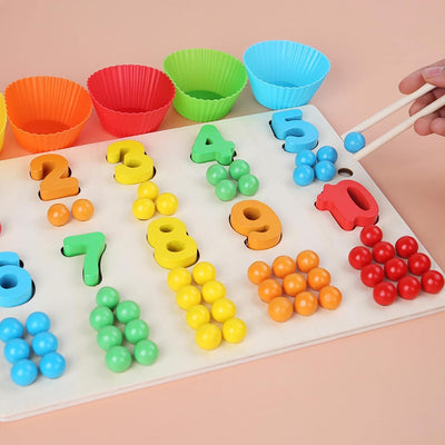 Wooden Board Beads Game - Safe Color Coding Puzzle | Montessori Wooden Toys, Brain Training Clip Beads, Chopsticks Beads Toys, Early Educational Puzzles for Christmas, Birthday Party Gift Generic