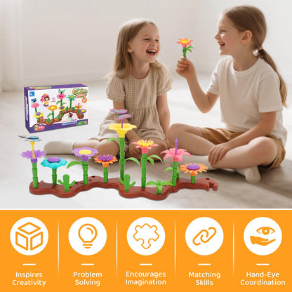 54 PCS DIY Flower Garden Toy Creative Building Planting Set for Girls Montessori-Inspired STEM Playset for Ages 3–6