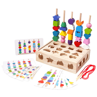 Fidtoy Shape Matching Pillar Intelligence Box – Montessori Wooden Color & Shape Learning Toy for Kids 4-6