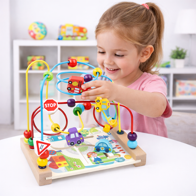 Fidtoy Jouet labyrinthe en perles en bois pour tout-petits