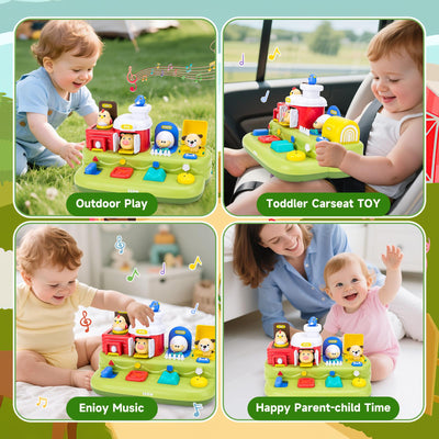 Farm Animal Pop-Up Activity Toy with Music and Sounds Interactive Baby Toddler Sensory Learning Playset Push Press Flip Turn Buttons Educational Gift for Ages 12M+