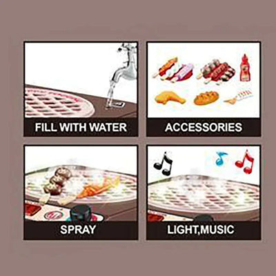 Mini four à barbecue Fidtoy avec lumières et 8 pièces