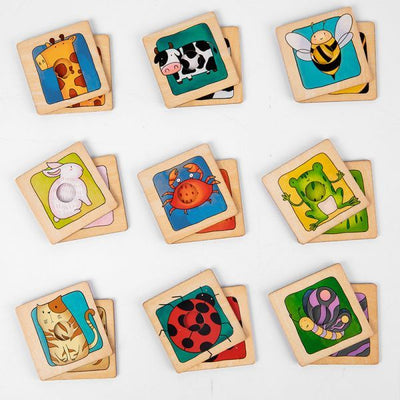 Jeu de correspondance en bois avec des ombres d'animaux de dessins animés pour enfants