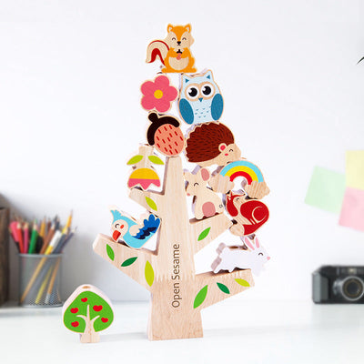 Fidtoy Forest Balance Chuan Le | Wooden Stacking Tree Toy for Toddlers