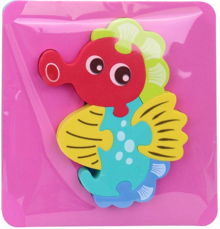 Fidtoy Soft Foam Animal Bath Puzzle Set for Toddlers – 4 Types EVA Water Play Shape Matching Learning Toy
