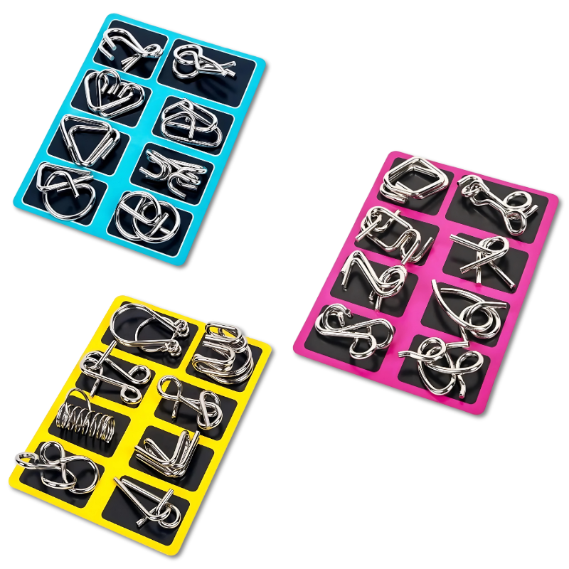 Metal Puzzle Rings – IQ Brain Teasers & Mind Game Set for Adults & Kids