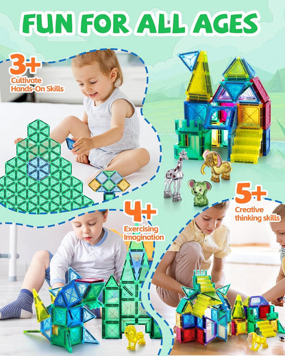 STEM Magnetic Tiles Construction Dinosaur Park Blocks - 14A