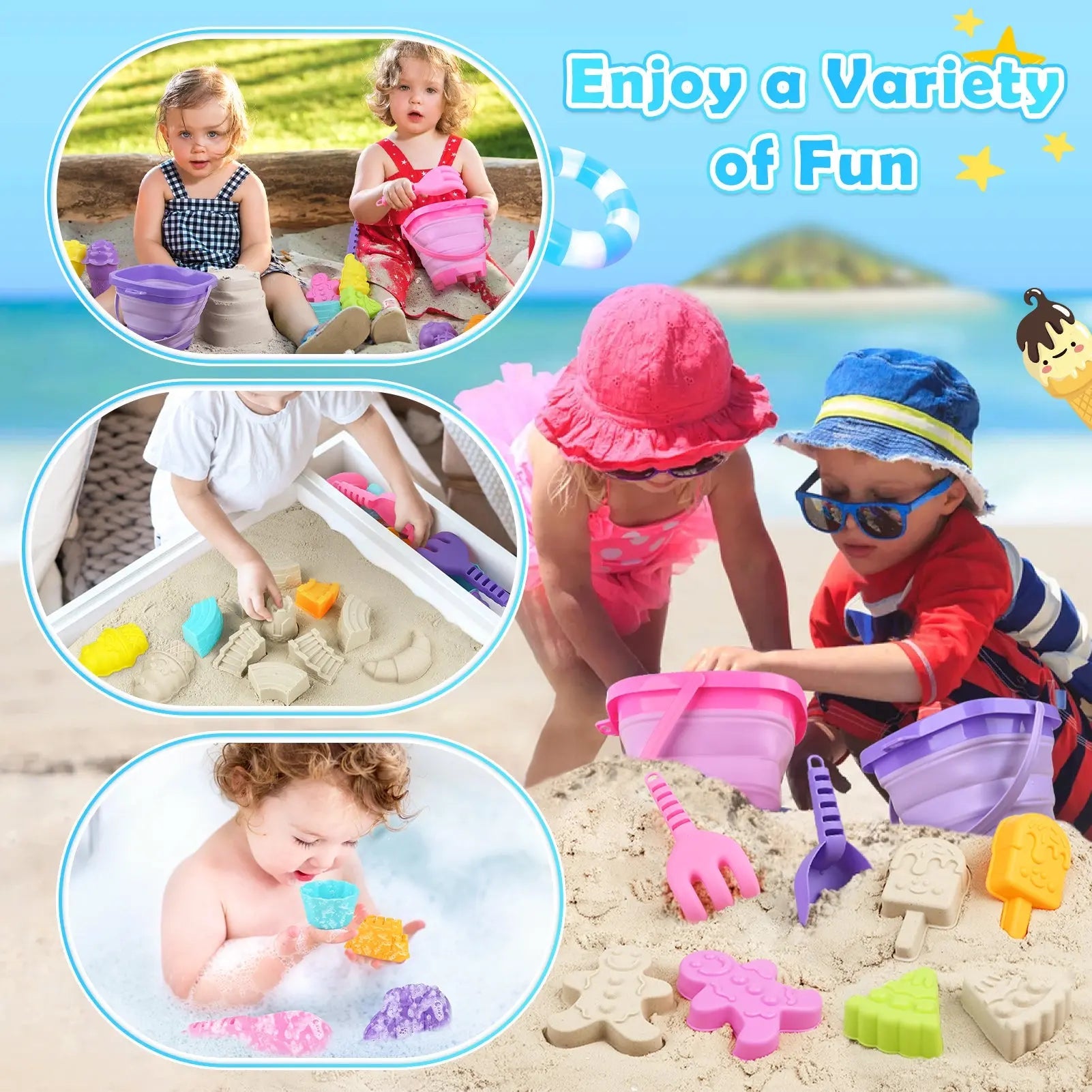 Kit de voyage de jeux de sable pour les enfants de 3 à 10 ans