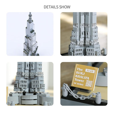 The Burj Khalifa Tower Dubai Construction Building Blocks Model 555 Pieces - 222