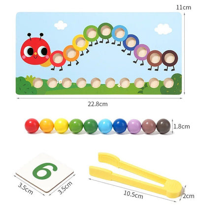 Matemáticas Montessori con orugas y aprendizaje con cuentas de colores - 549